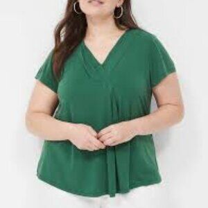 Lane Bryant - Cap-Sleeve Pleat-Front Top